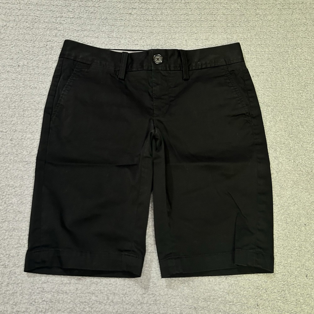 Banana Republic Chino Shorts 2 Black Stretch Mid Rise Preppy Quiet Luxury Classy